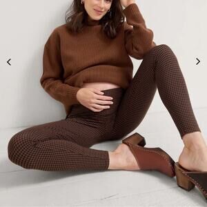 HATCH Houndstooth Leggings in Brown Size Small